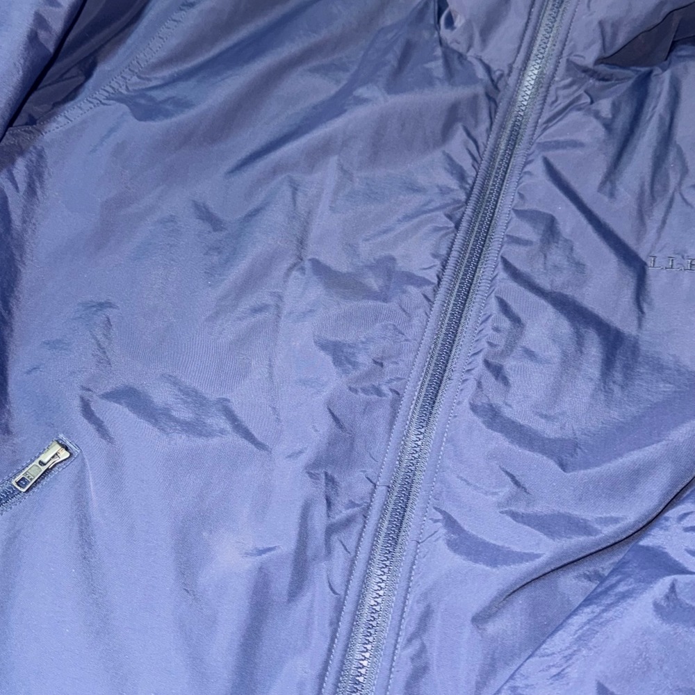 LL Bean Warm-Up Jacket Mens XL Navy Blue Fleece Lined Nylon Bomber Pocket 205107 - Picture 9 of 10